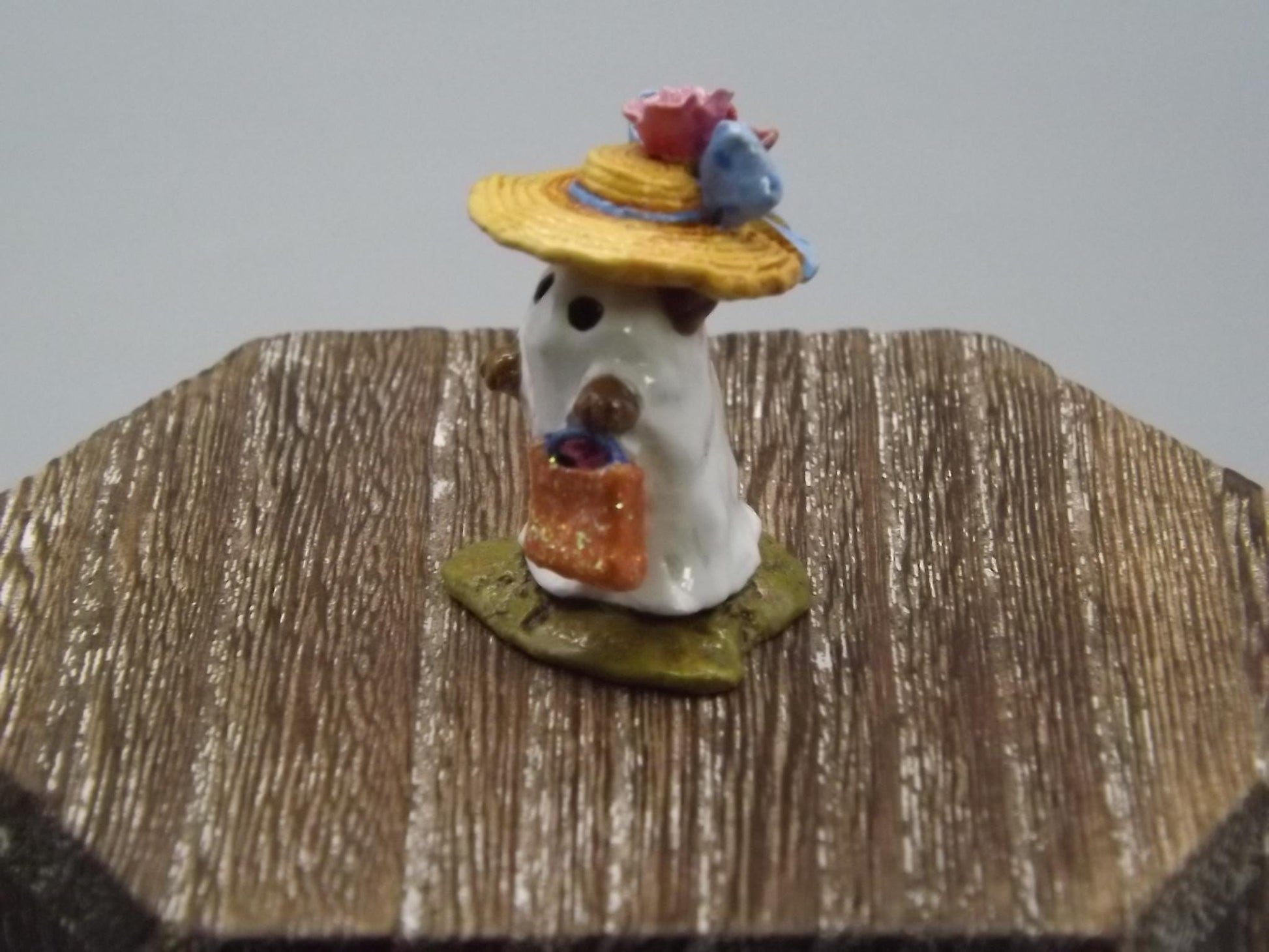 Vintage Wee Forest Folk Mouse Figurine: "Mommy's Little Ghost" Halloween Decor