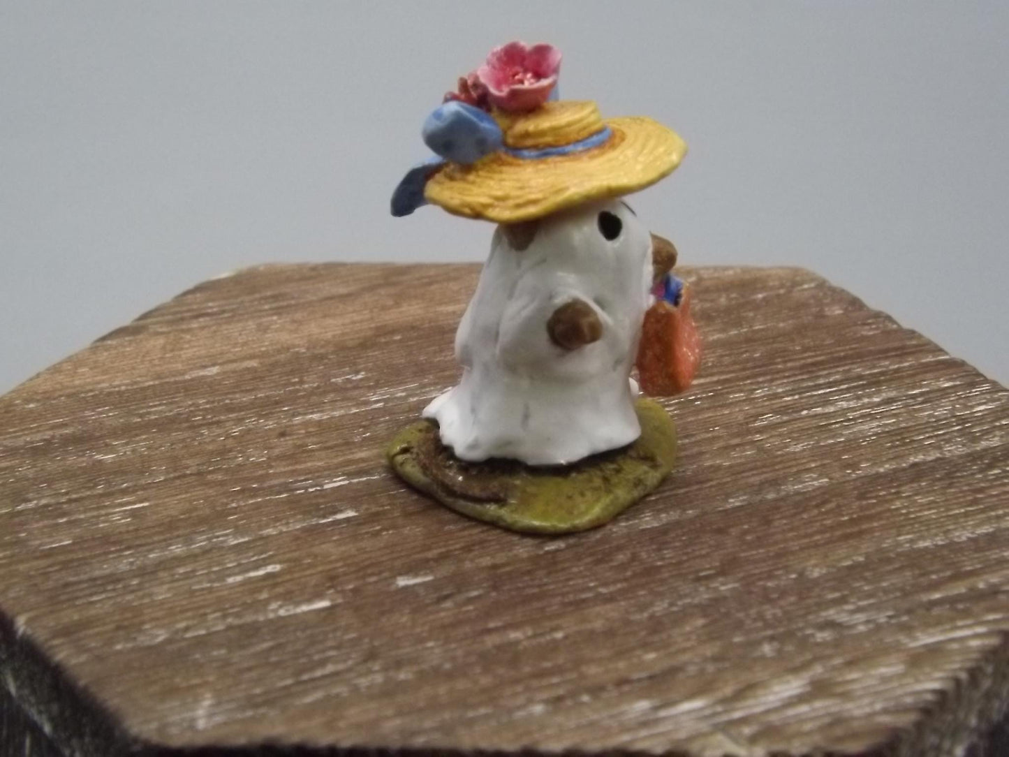 Vintage Wee Forest Folk Mouse Figurine: "Mommy's Little Ghost" Halloween Decor