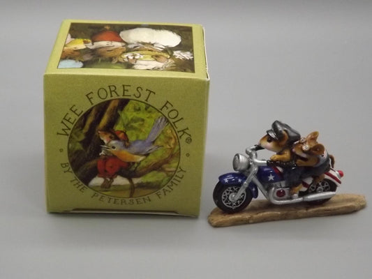 Rare Wee Forest Folk Figurine: "Free Wheelin" Motorcycle Mice