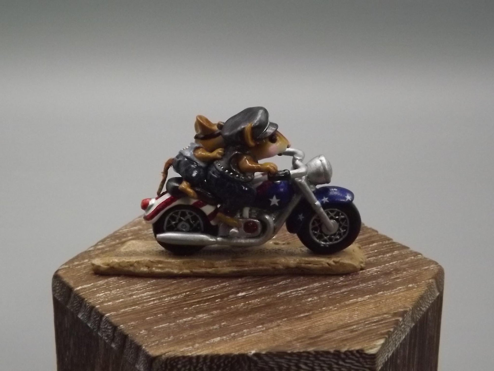 Rare Wee Forest Folk Figurine: "Free Wheelin" Motorcycle Mice