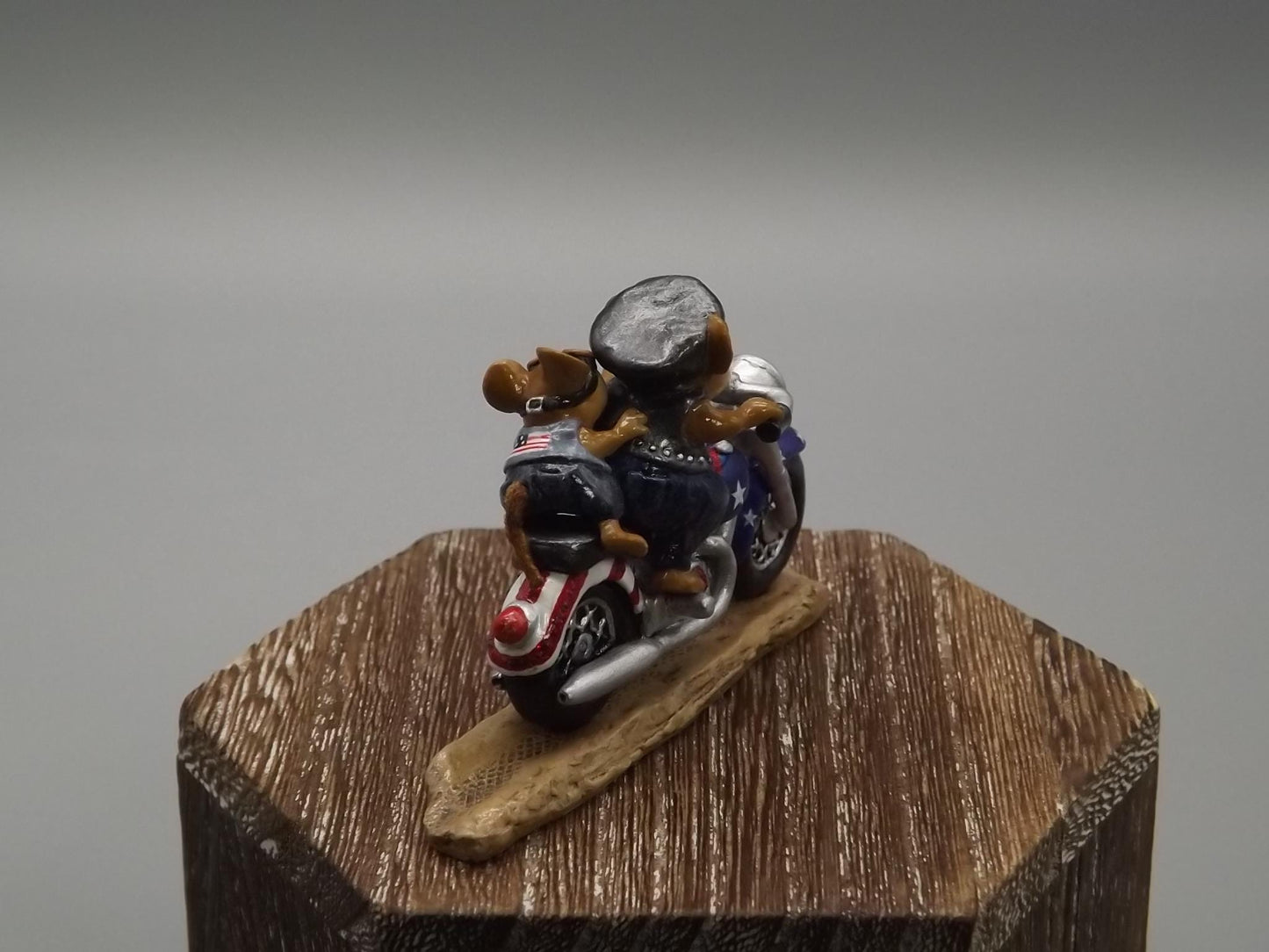 Rare Wee Forest Folk Figurine: "Free Wheelin" Motorcycle Mice
