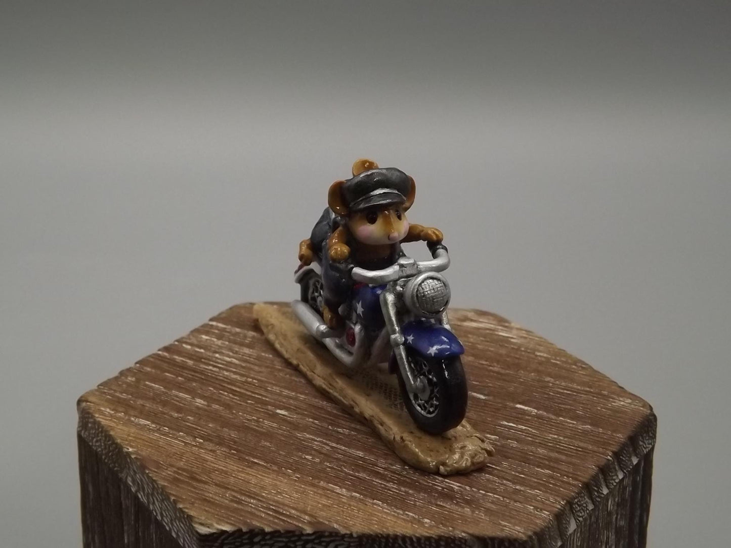 Rare Wee Forest Folk Figurine: "Free Wheelin" Motorcycle Mice