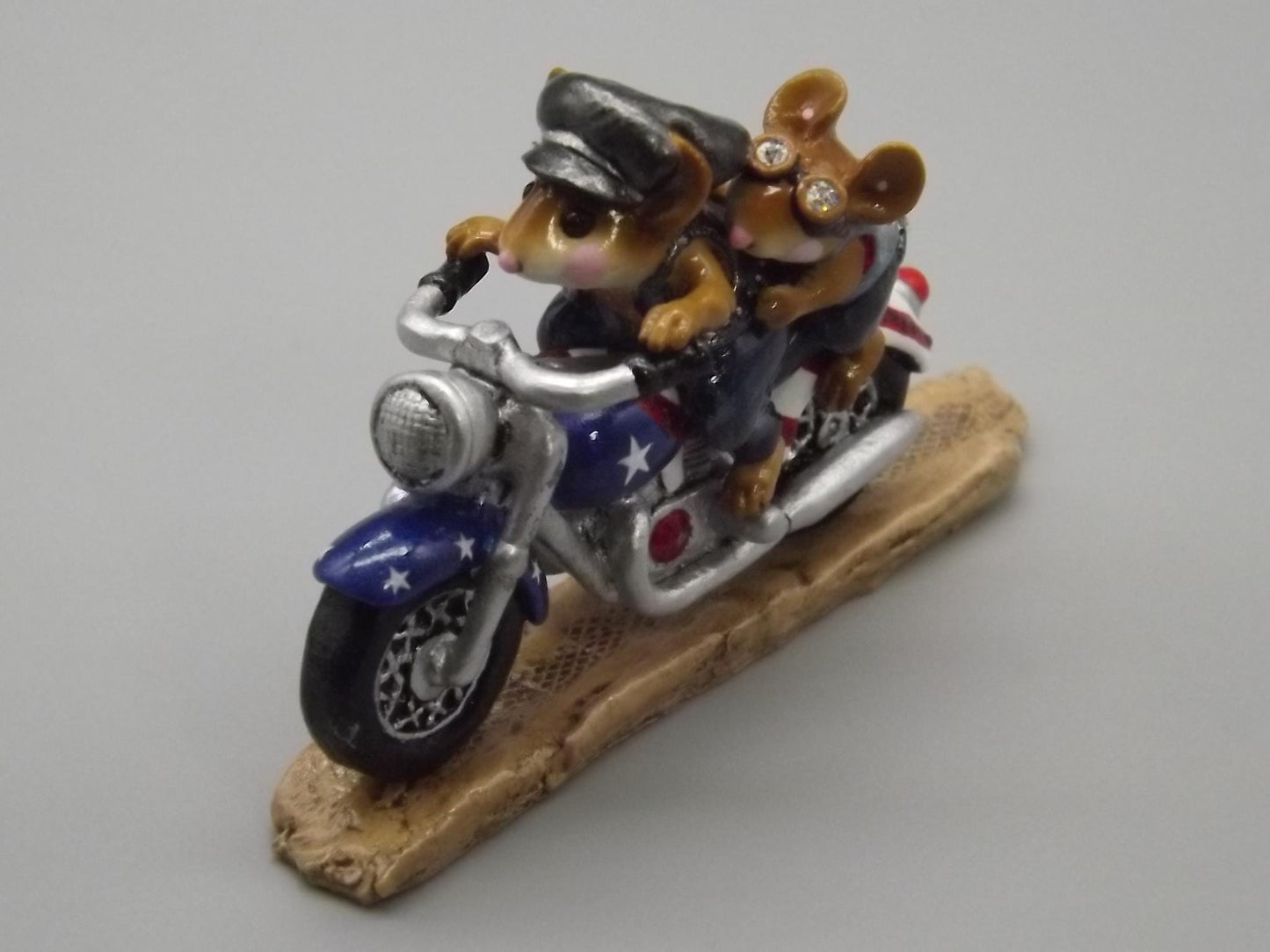 Rare Wee Forest Folk Figurine: "Free Wheelin" Motorcycle Mice