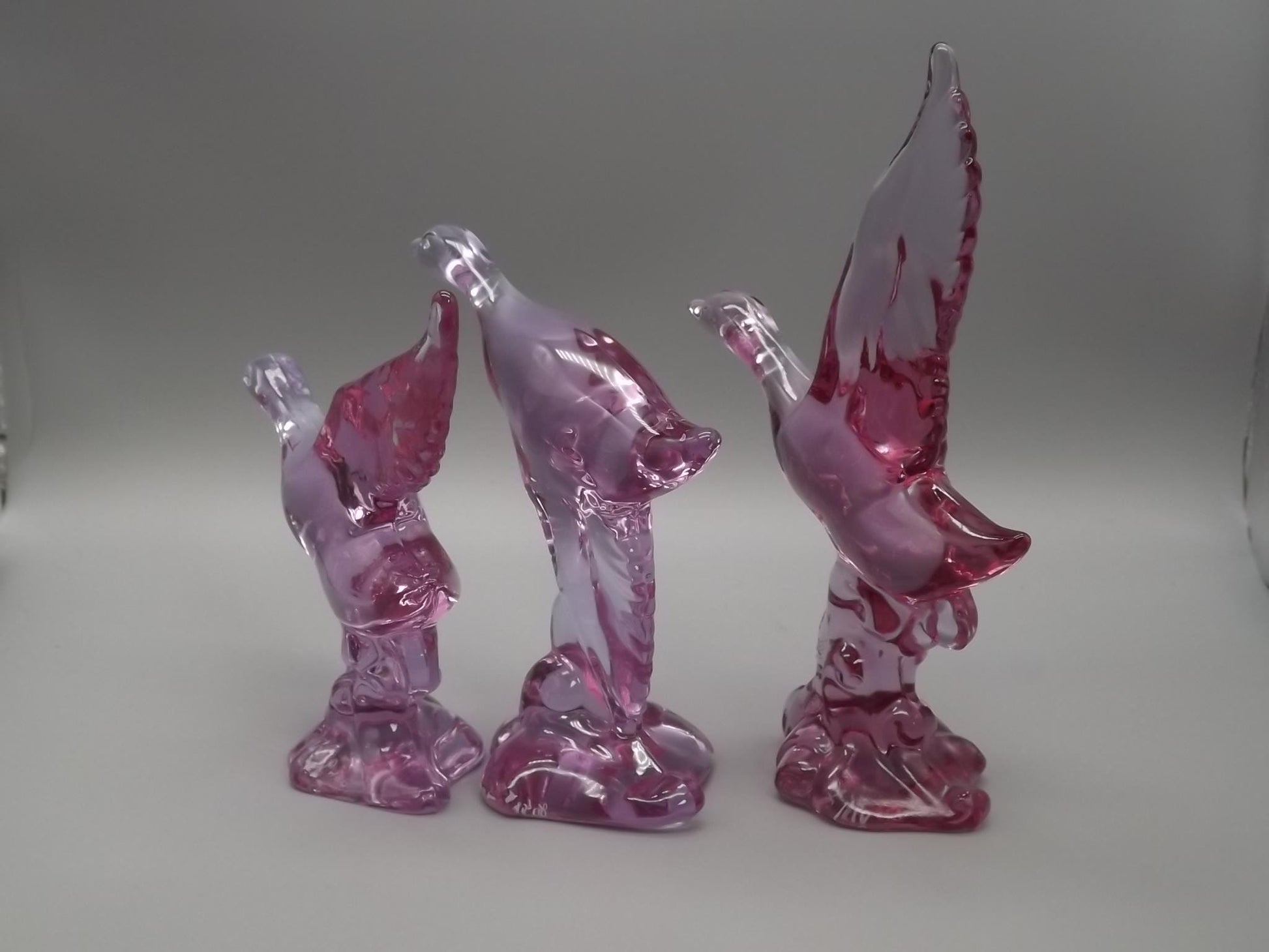 Vintage Heisey Lavender Ice Glass Mallard Figurines - Dalzell Mold Set