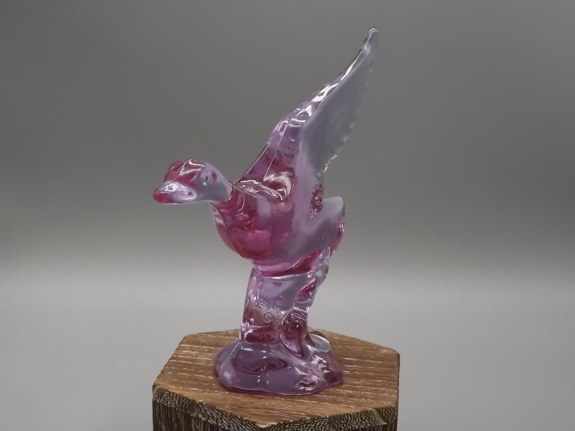 Vintage Heisey Lavender Ice Glass Mallard Figurines - Dalzell Mold Set