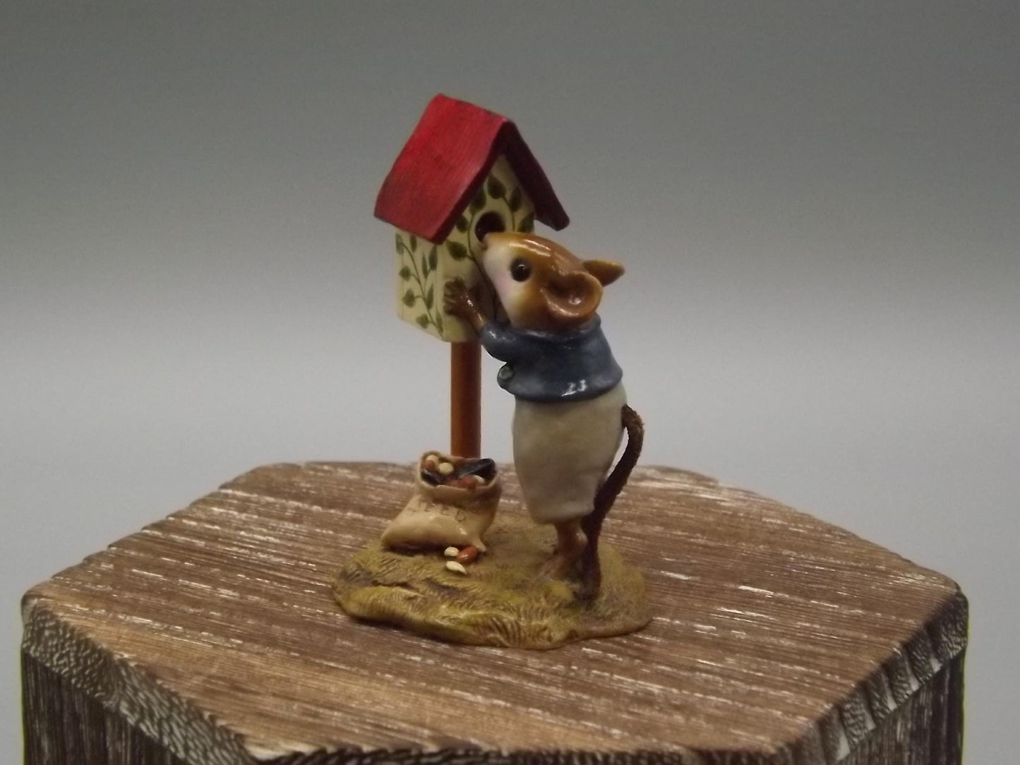 Vintage Wee Forest Folk Mouse Figurine: LTD-06 Any Birdie Home, Signed Limited Edition
