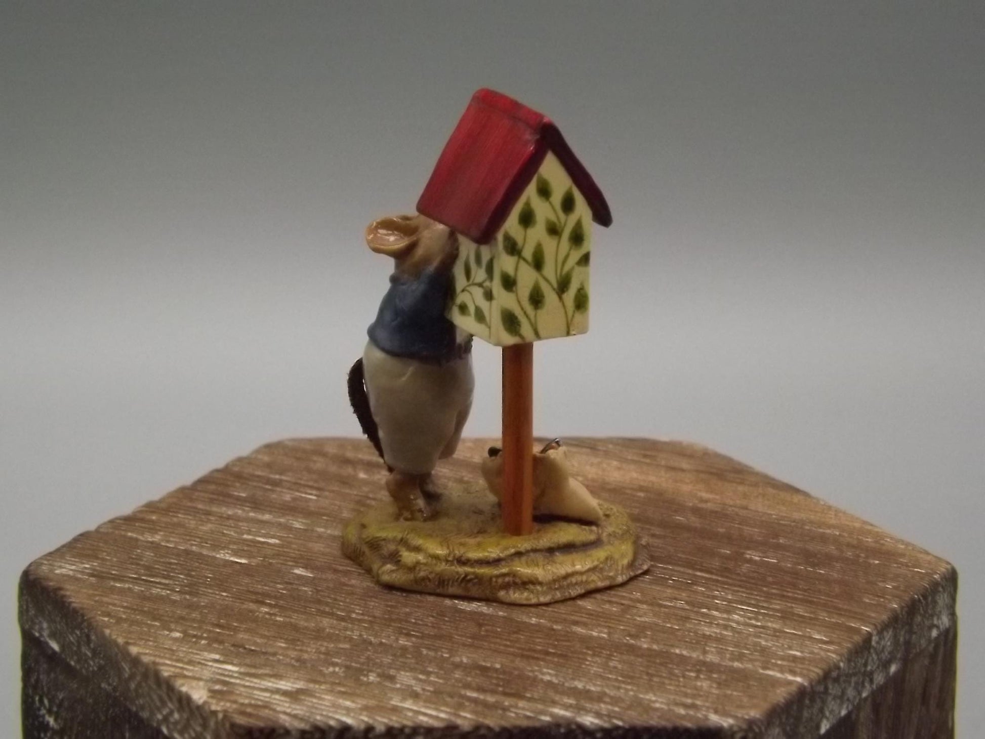 Vintage Wee Forest Folk Mouse Figurine: LTD-06 Any Birdie Home, Signed Limited Edition