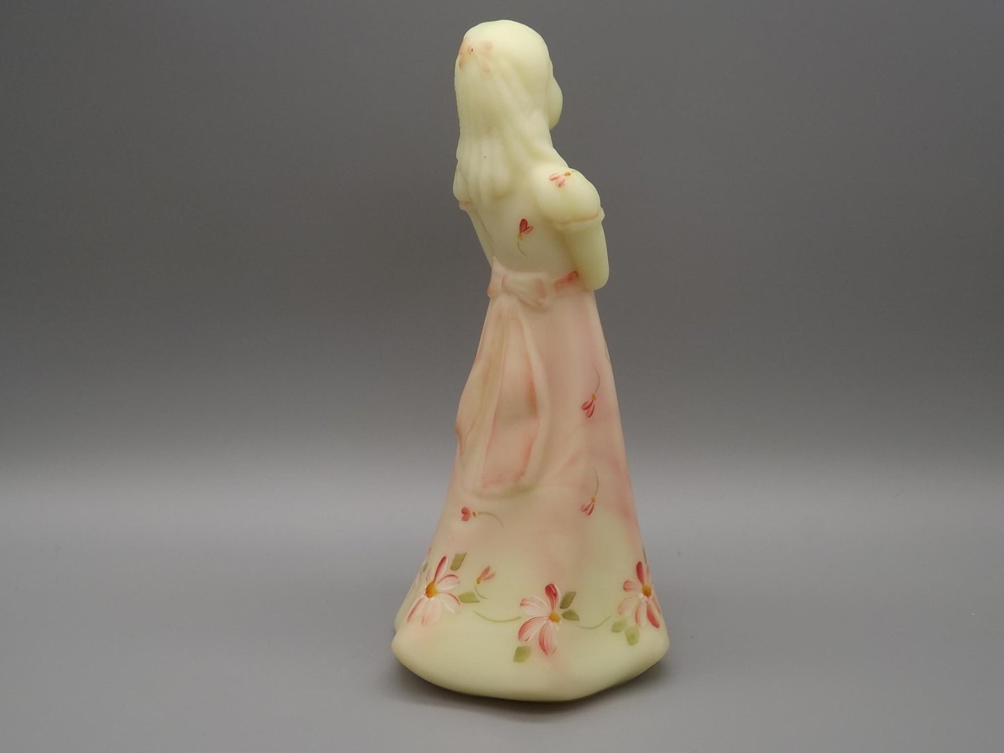Vintage Fenton Little Sister Roselene Figure. Hand painted and signed by the artist M. Kibbe.
