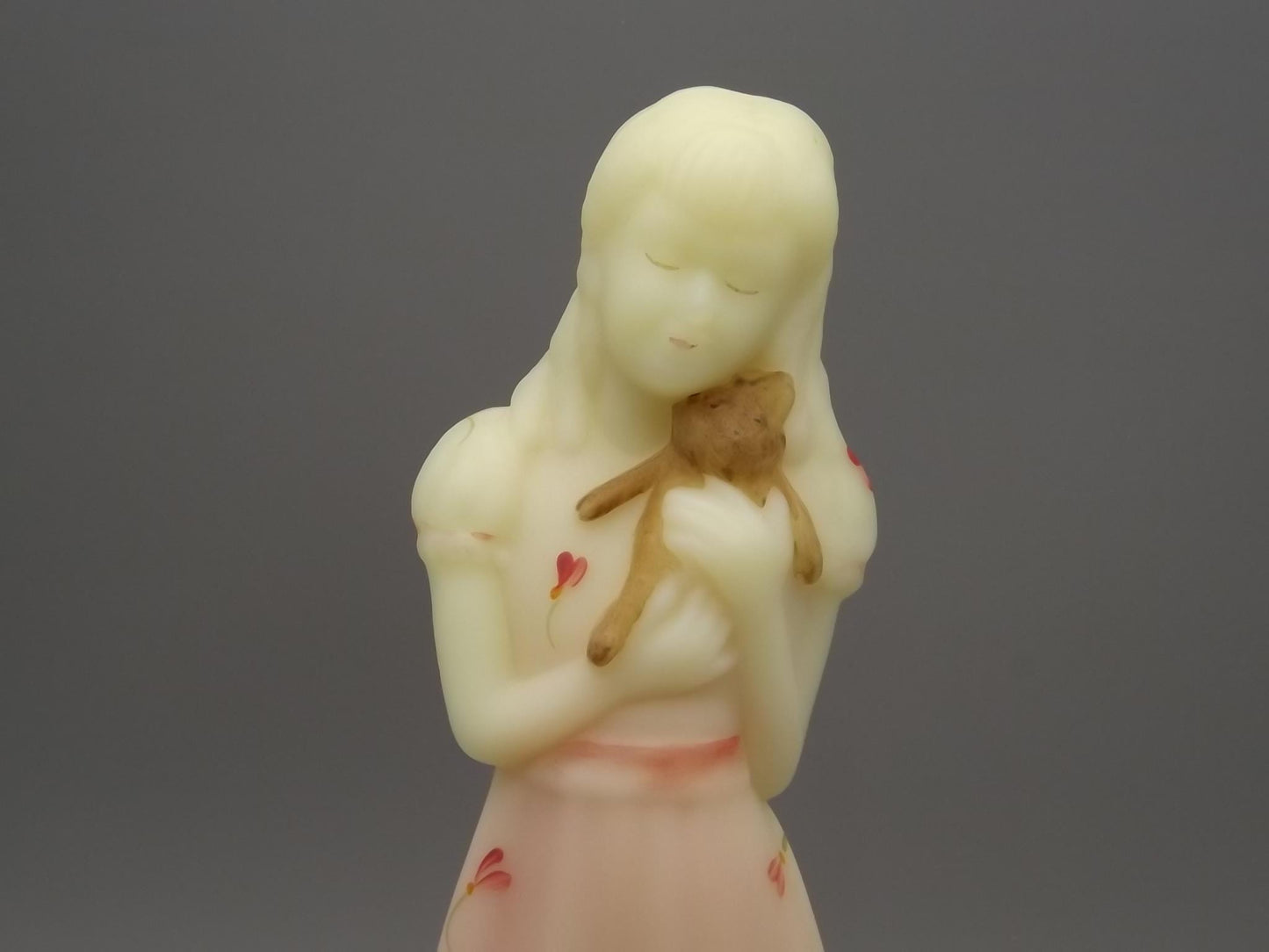 Vintage Fenton Little Sister Roselene Figure. Hand painted and signed by the artist M. Kibbe.