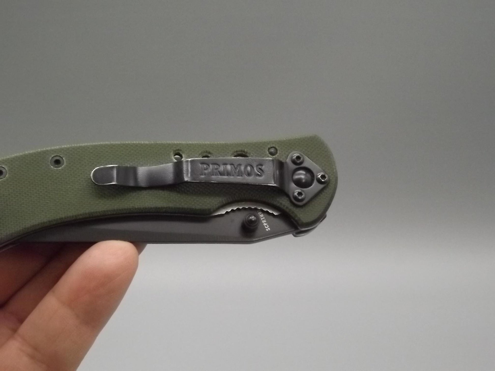 Schrade "Team Primo's" liner lock folding Tanto blade Knife. With original box and paperwork.