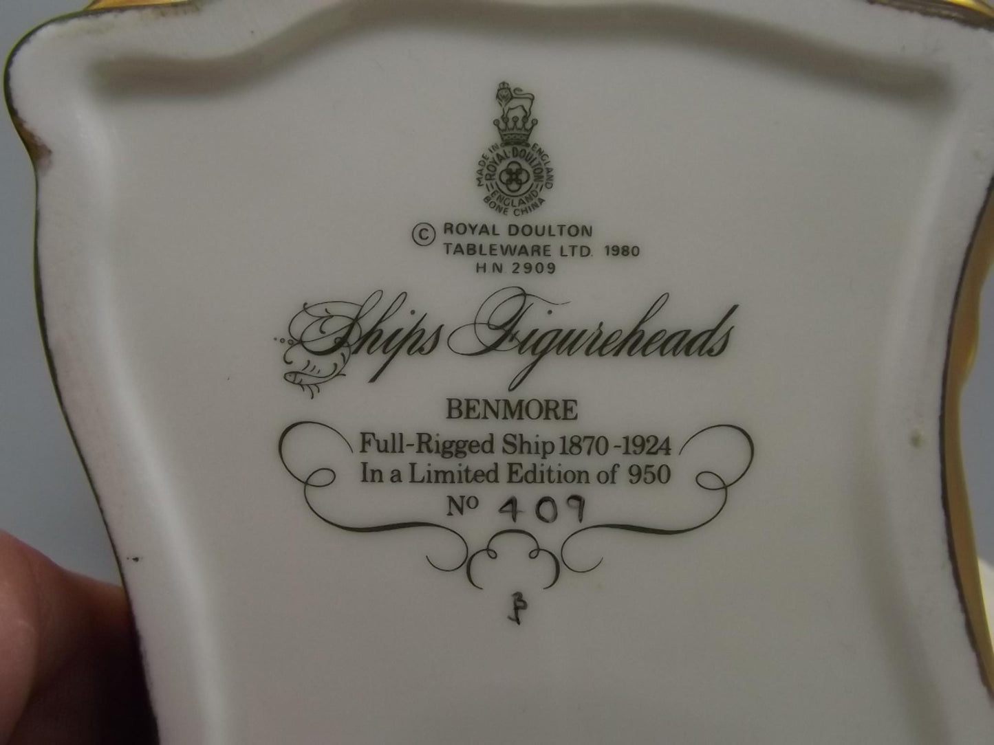 Vintage Royal Doulton Benmore Figurine: Ships Figureheads Series, Limited Edition