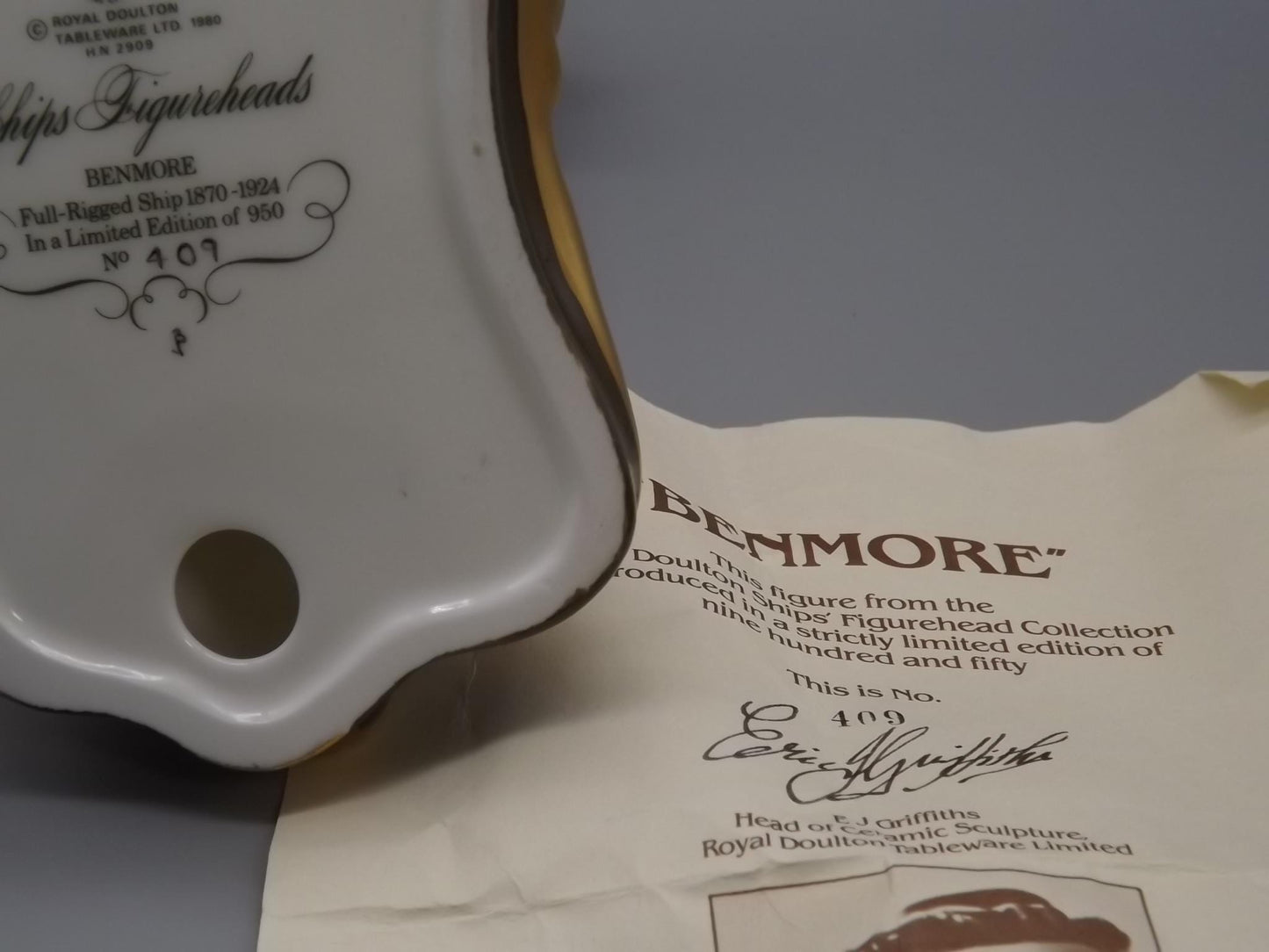 Vintage Royal Doulton Benmore Figurine: Ships Figureheads Series, Limited Edition