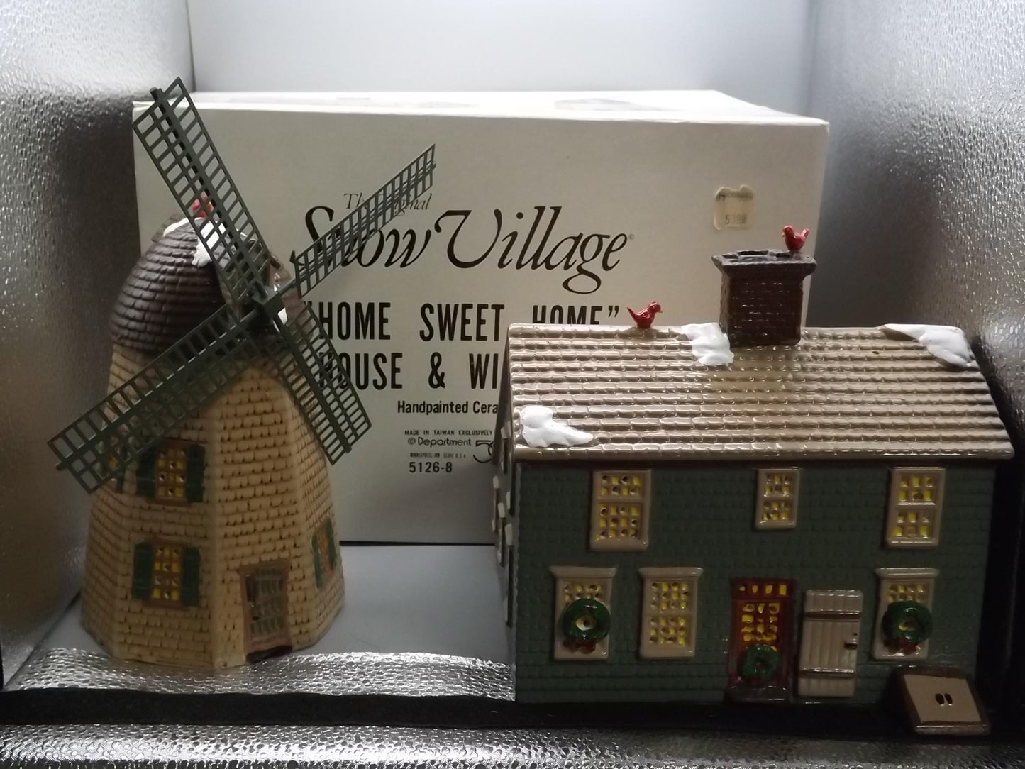 Vintage 1988 Snow Village "Home Sweet Home with Windmill" Illuminated building seasonal display village scene. With box. No lights included.