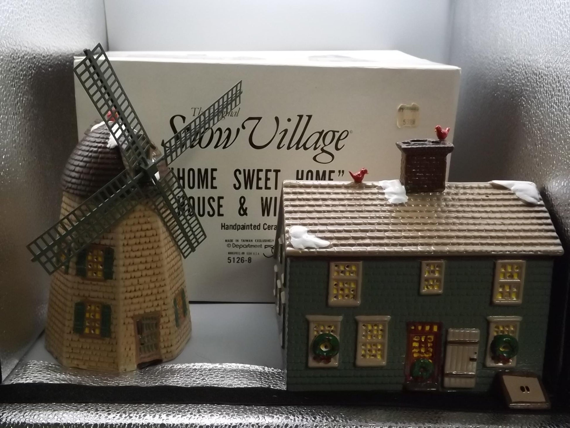 Vintage 1988 Snow Village "Home Sweet Home with Windmill" Illuminated building seasonal display village scene. With box. No lights included.