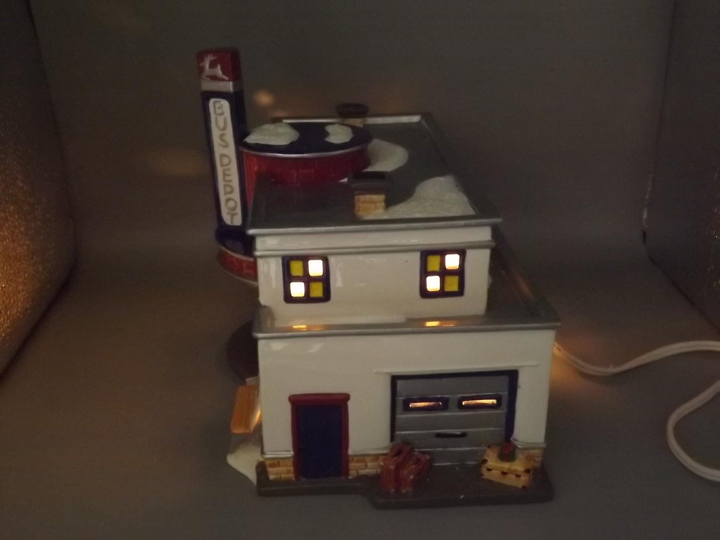 Vintage 1996 Snow Village Reindeer Bus Depot with Boxes