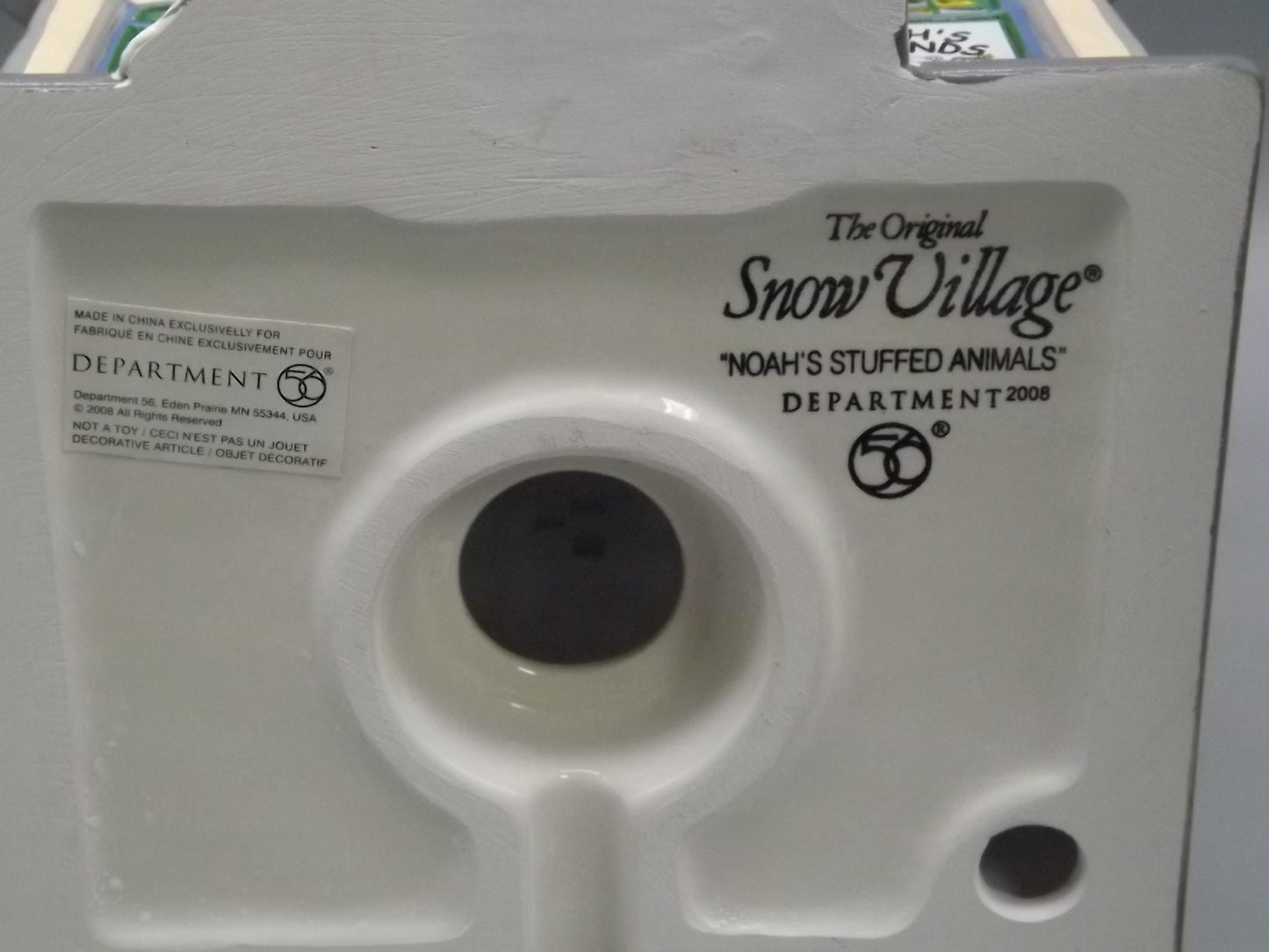 Vintage Snow Village "Noah's Stuffed Animals" Illuminated building seasonal display village scene. With box.