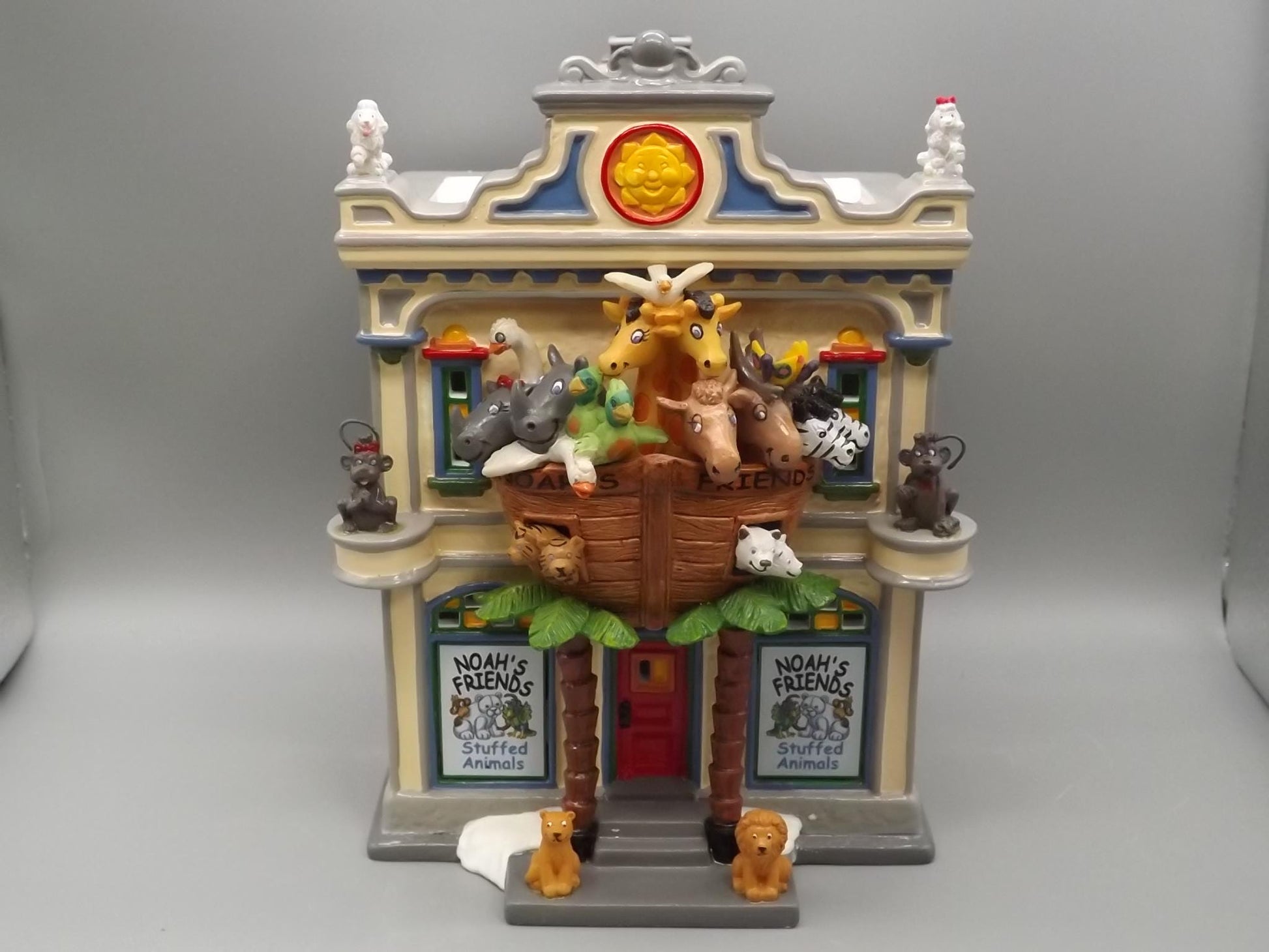 Vintage Snow Village "Noah's Stuffed Animals" Illuminated building seasonal display village scene. With box.