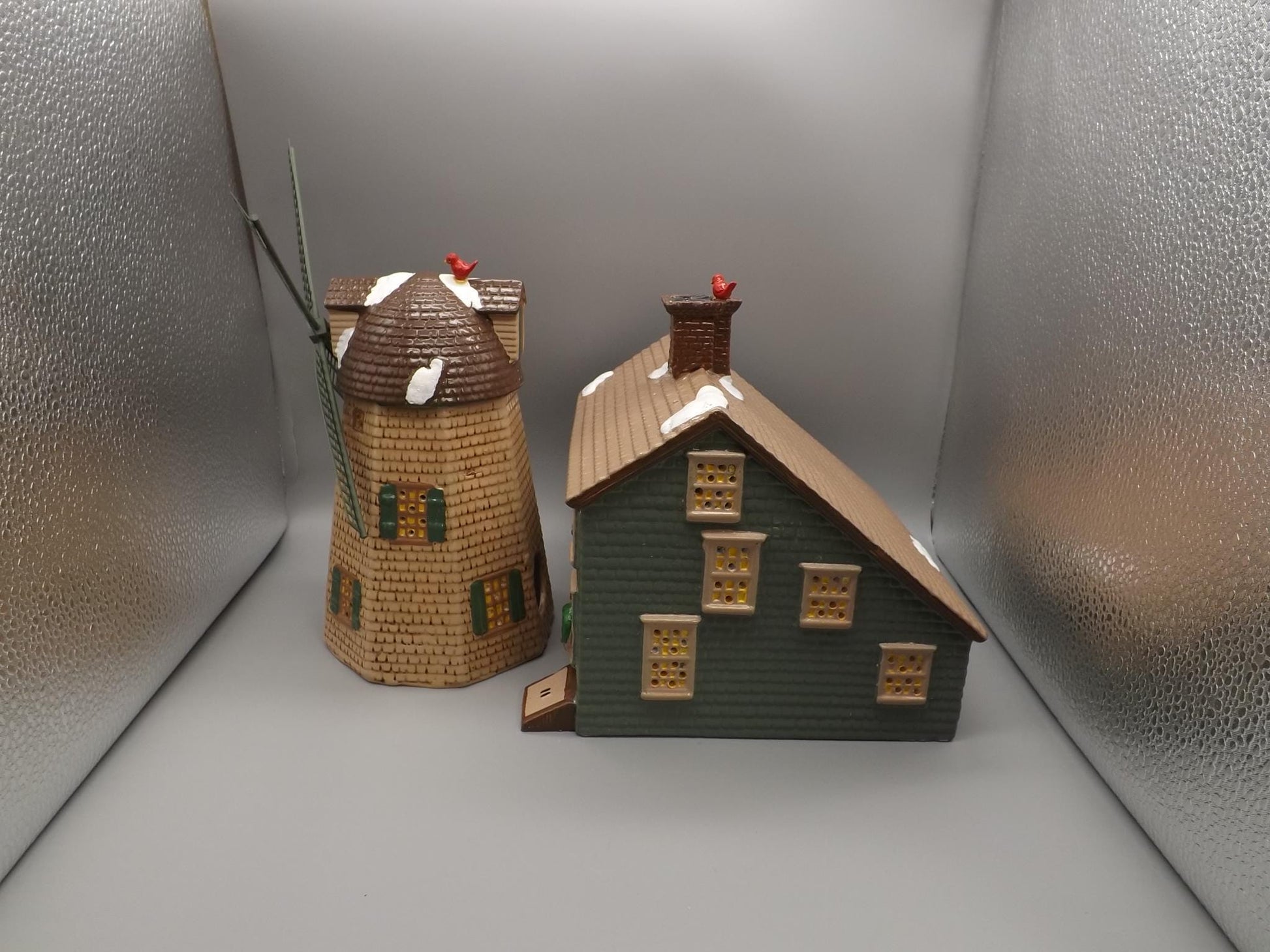 Vintage 1988 Snow Village "Home Sweet Home with Windmill" Illuminated building seasonal display village scene. With box. No lights included.