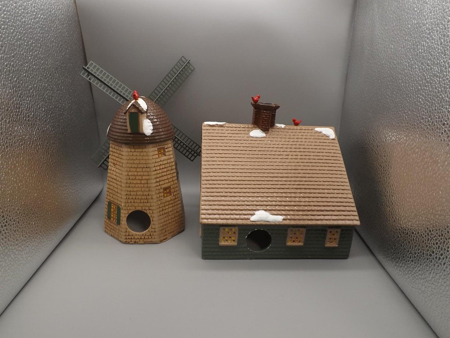 Vintage 1988 Snow Village "Home Sweet Home with Windmill" Illuminated building seasonal display village scene. With box. No lights included.