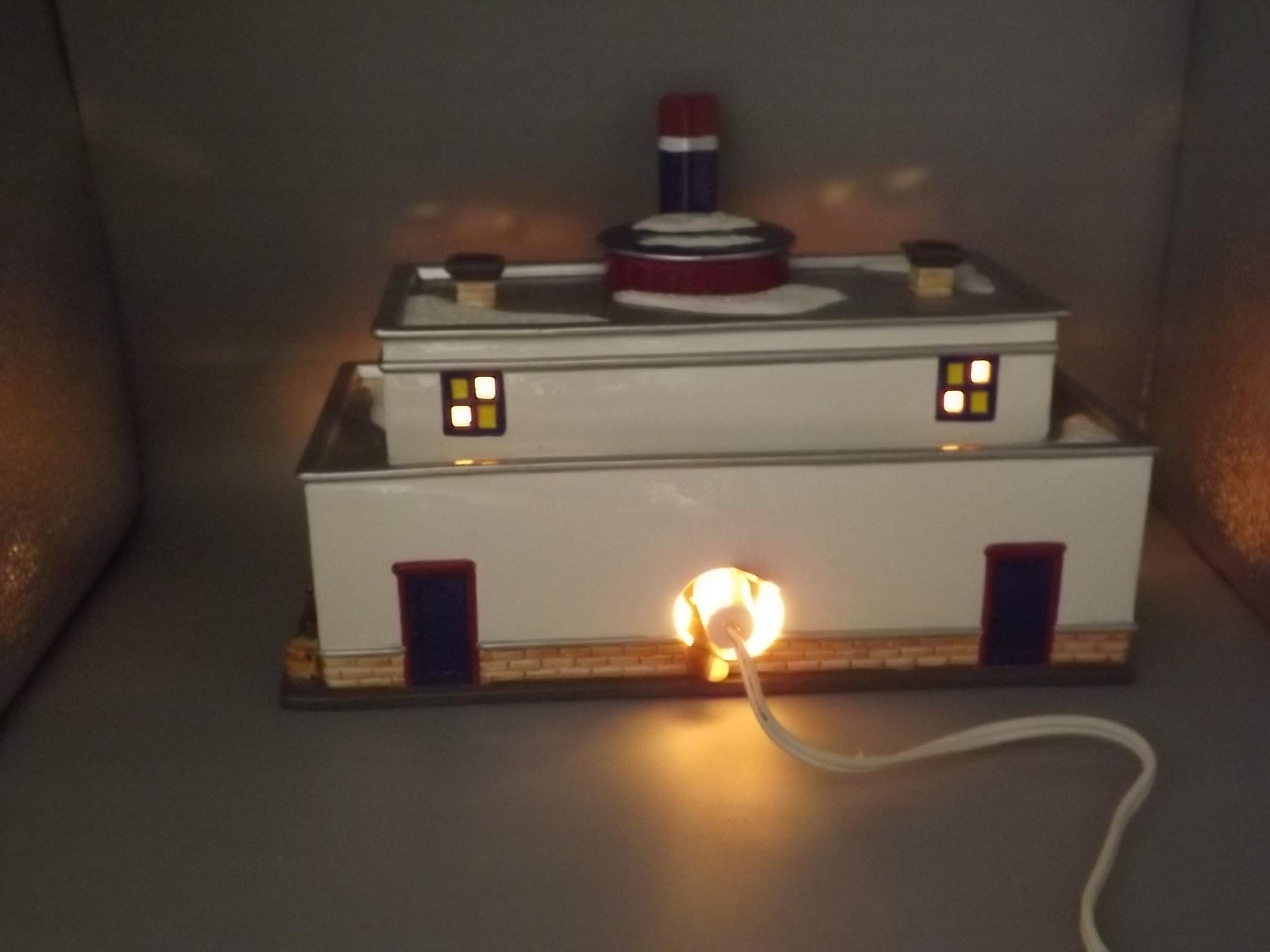 Vintage 1996 Snow Village Reindeer Bus Depot with Boxes