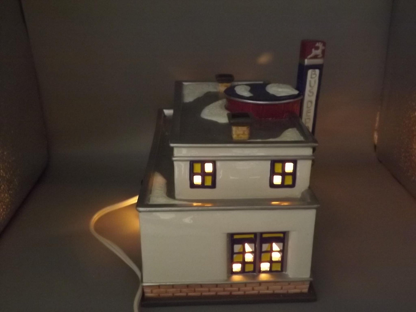 Vintage 1996 Snow Village Reindeer Bus Depot with Boxes