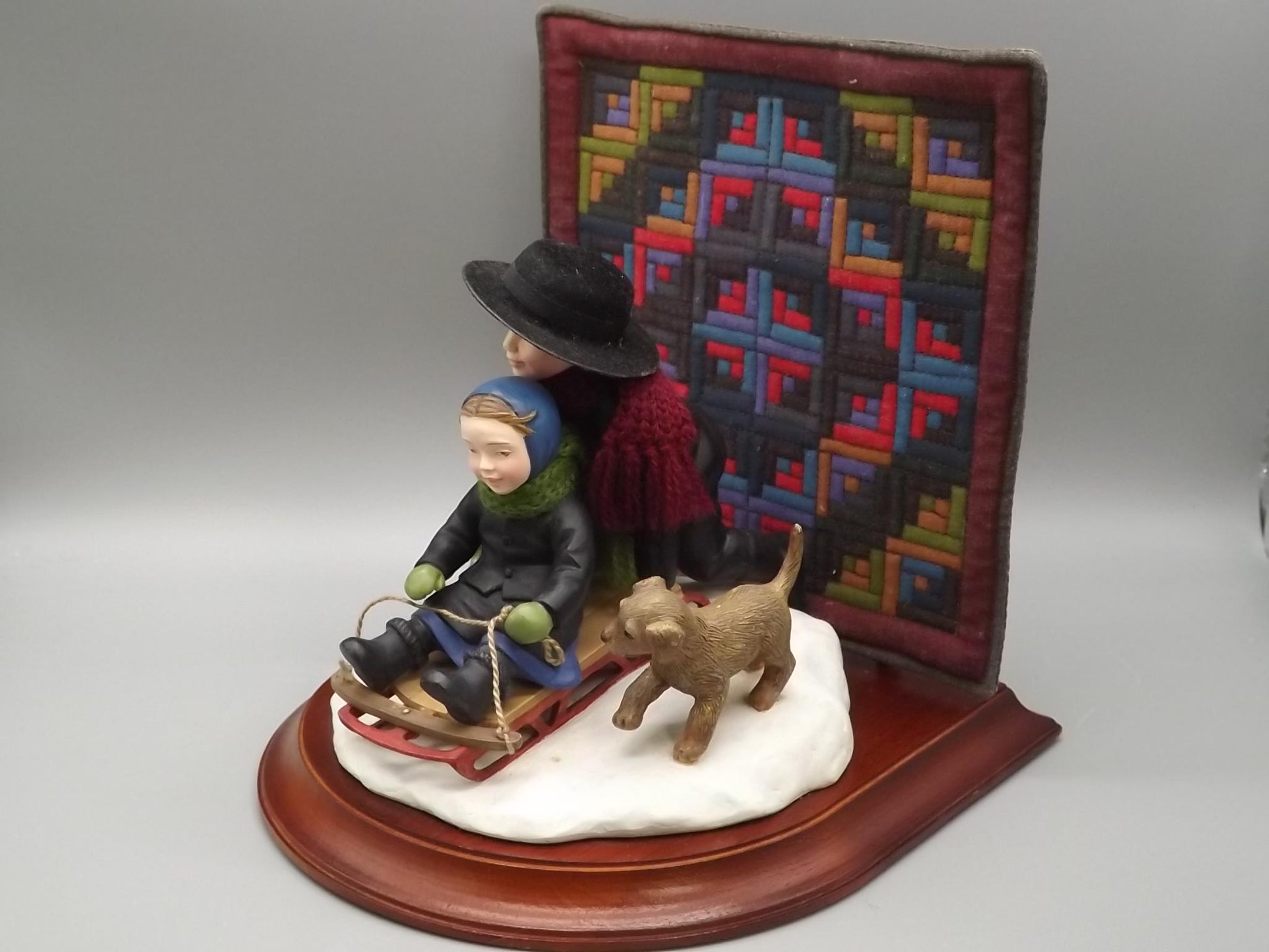 Vintage Willits Amish Figurine: Sledding Together, First Issue