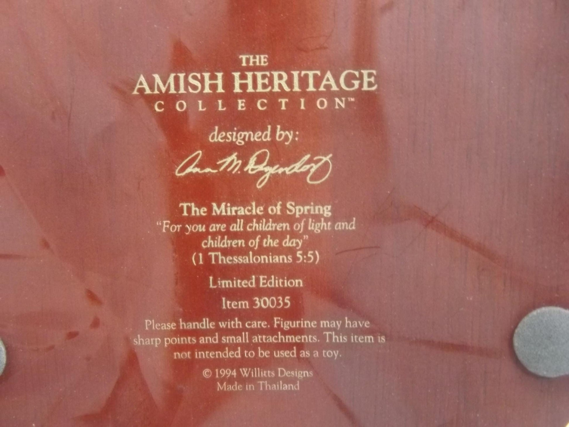 Vintage Willits Amish Figurine: "The Miracle of Spring" Girls on Swing