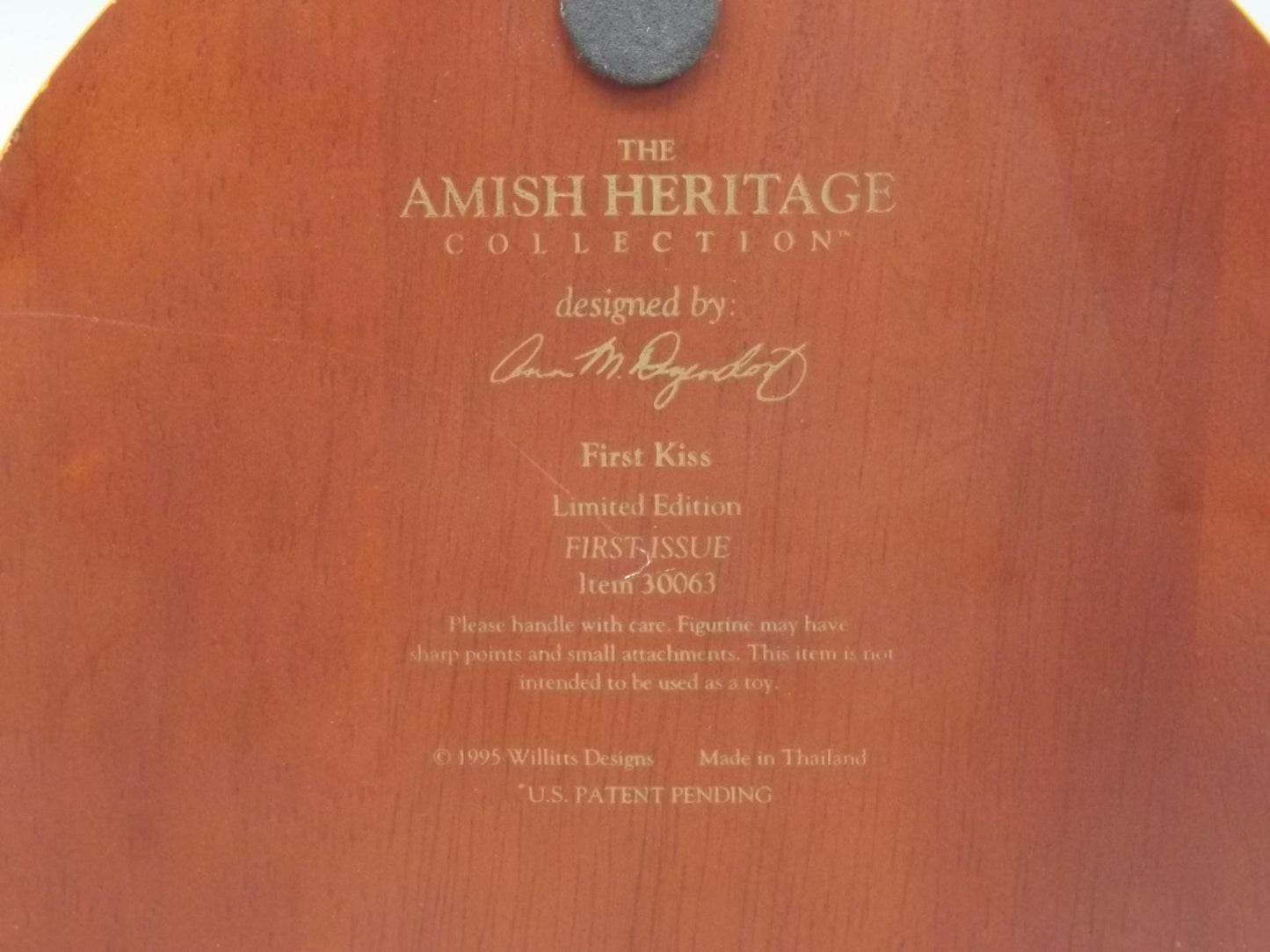 Vintage Willits Amish Heritage "First Kiss" Figurine, 1995