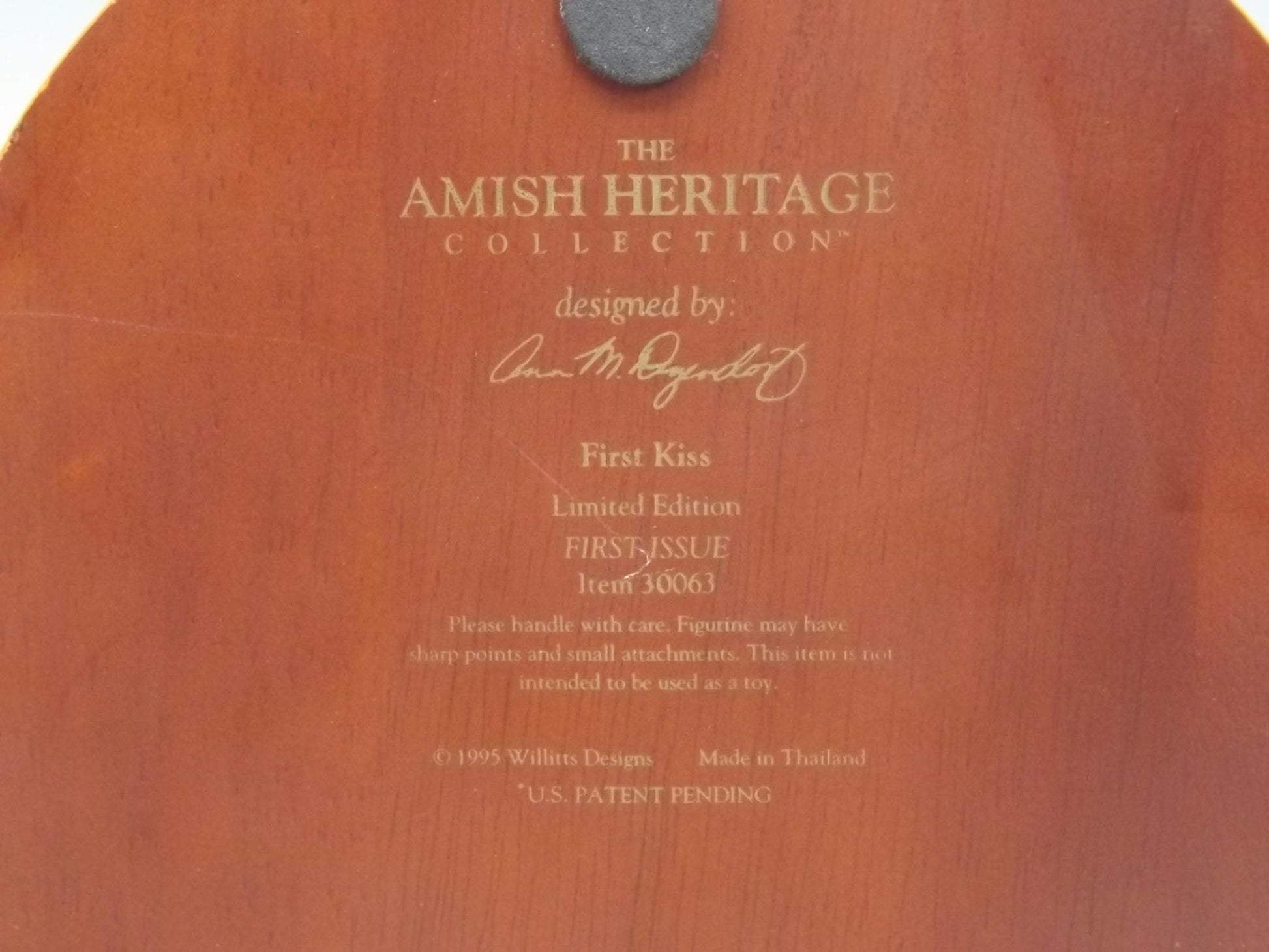 Vintage Willits Amish Heritage "First Kiss" Figurine, 1995