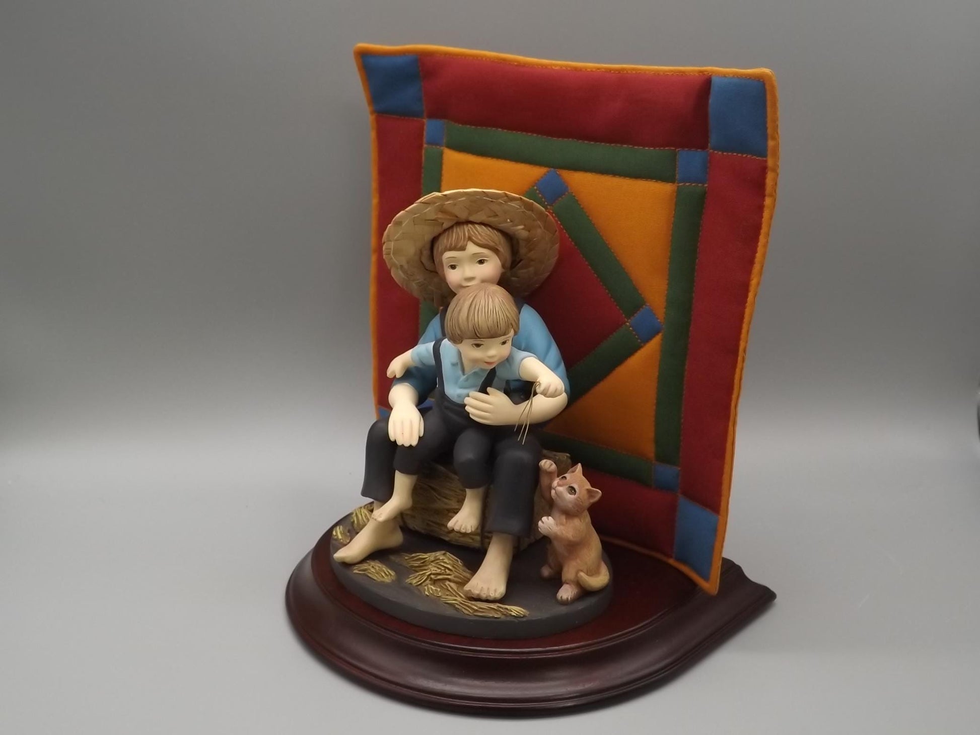 Willits Amish Heritage Figurine: "Eli and Benjamin" with Kitten