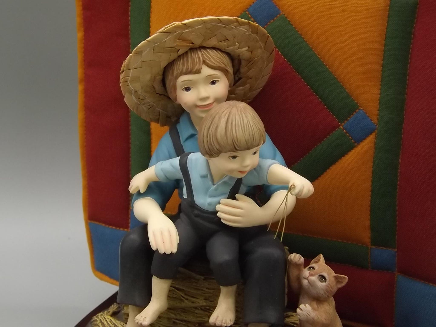 Willits Amish Heritage Figurine: "Eli and Benjamin" with Kitten