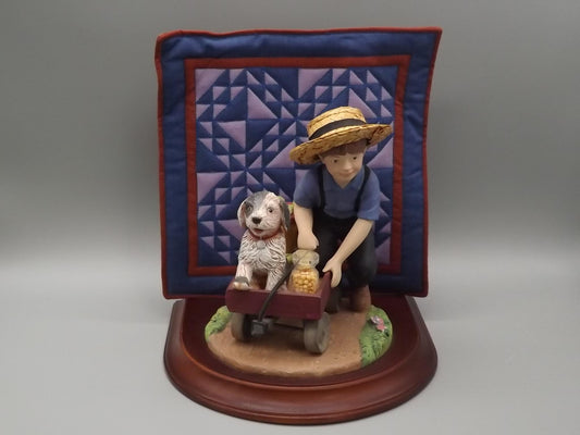 Vintage 1993 Willits Amish Heritage Figurine: Jacob and Toby with Dog