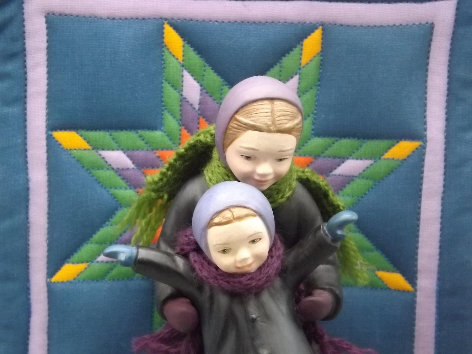 Vintage Willits Amish Figurine: Winter Fun, Martha and Lizzie