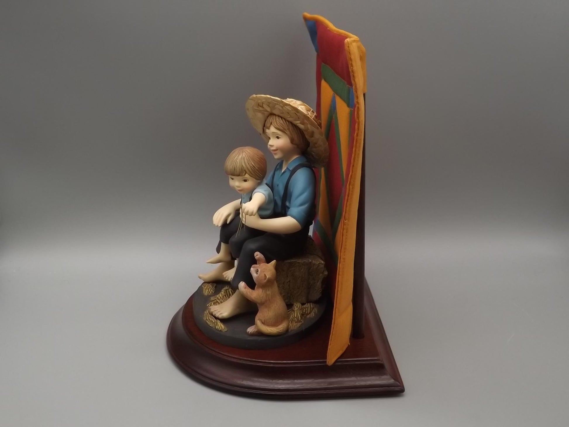 Willits Amish Heritage Figurine: "Eli and Benjamin" with Kitten