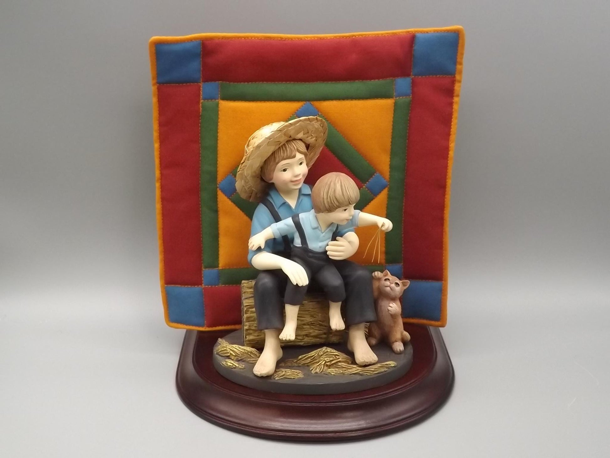 Willits Amish Heritage Figurine: "Eli and Benjamin" with Kitten