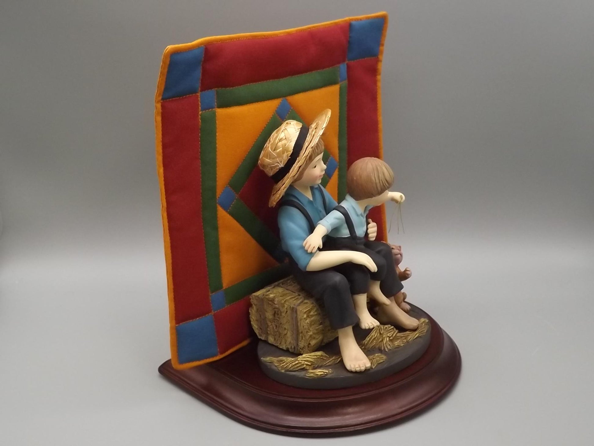 Willits Amish Heritage Figurine: "Eli and Benjamin" with Kitten