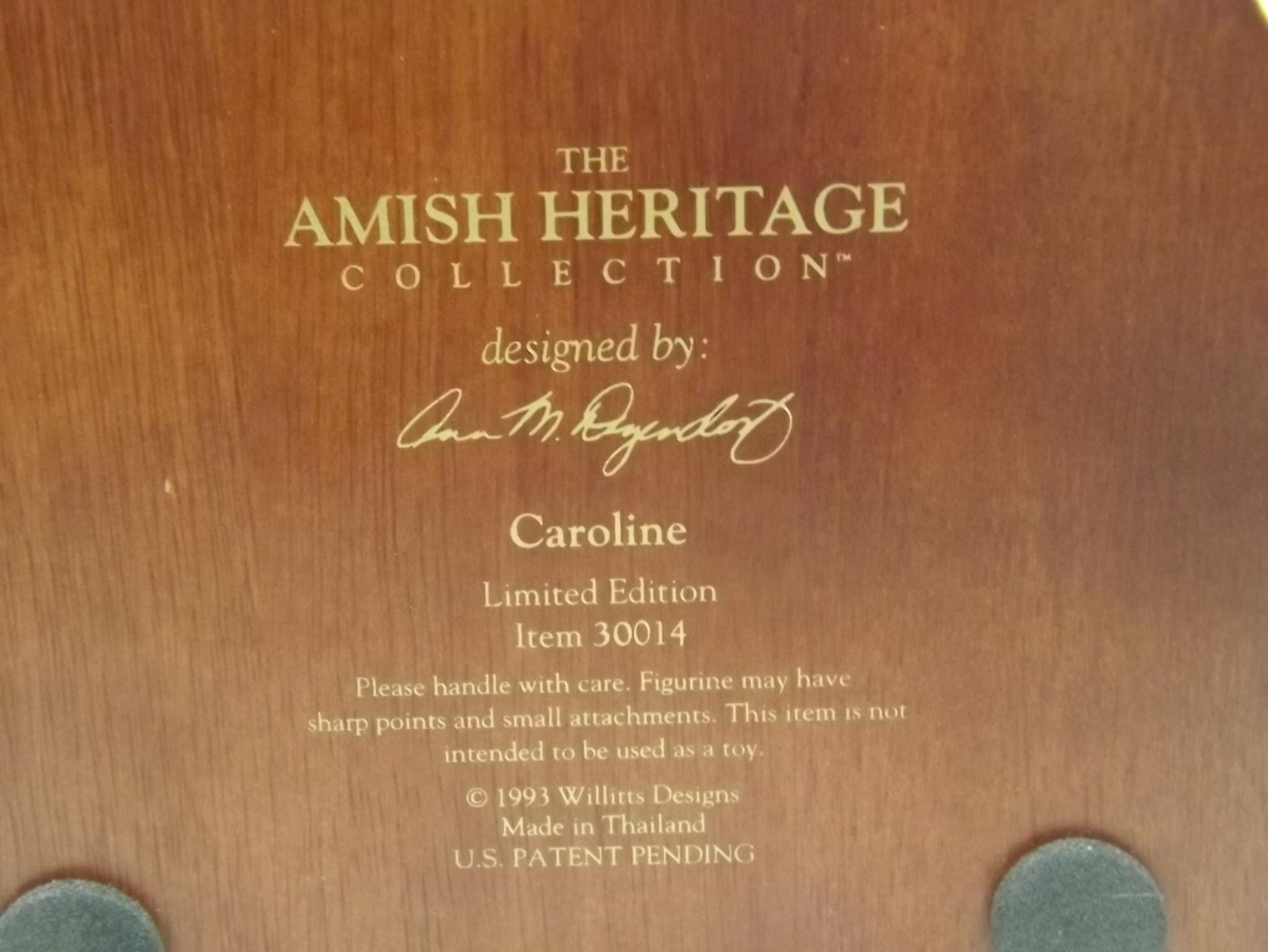 Vintage Willits Amish Heritage Figurine: "Caroline" Tucking Doll