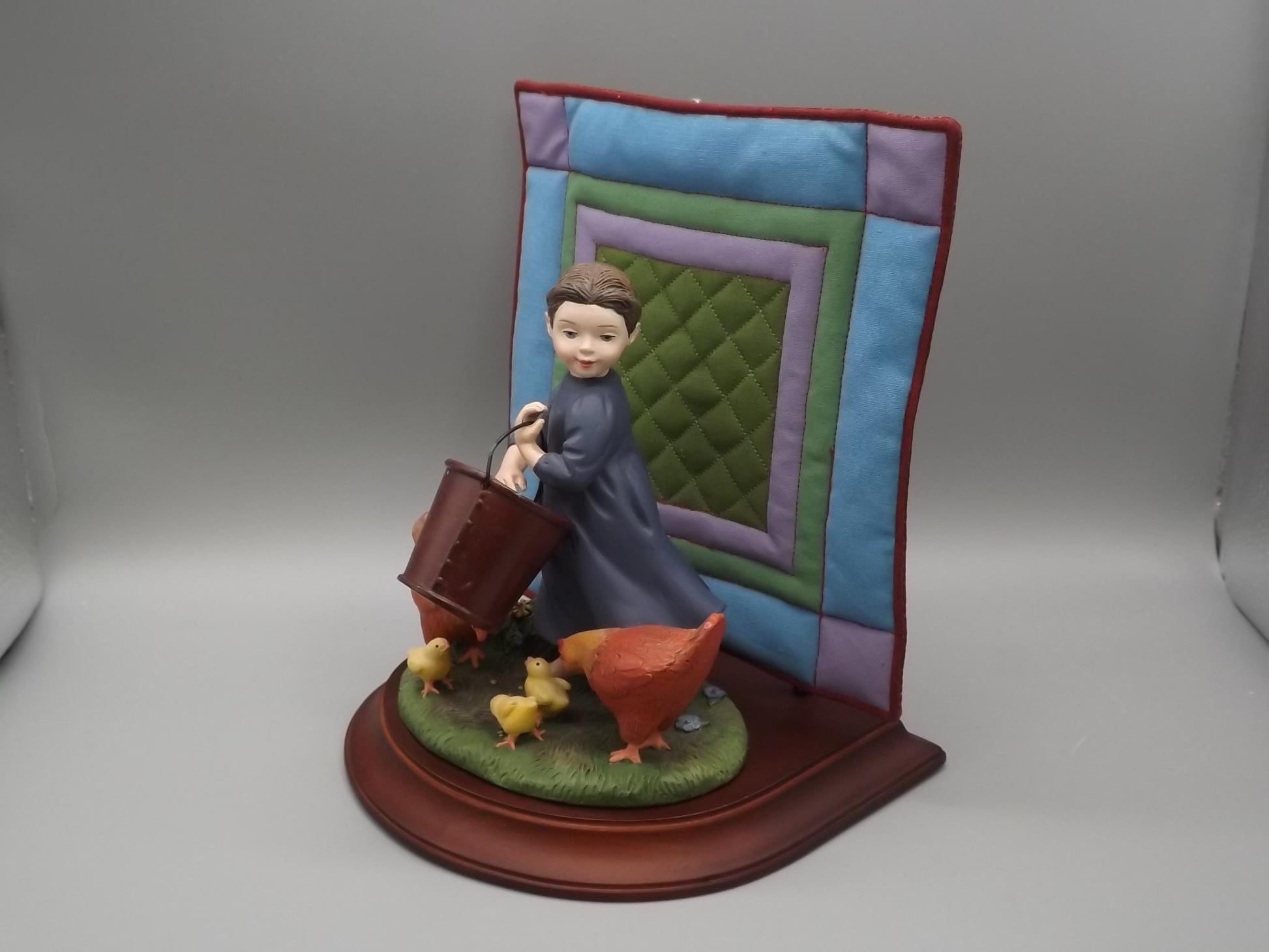 Vintage 1994 Willits Amish Figurine: "Feeding the Chickens"