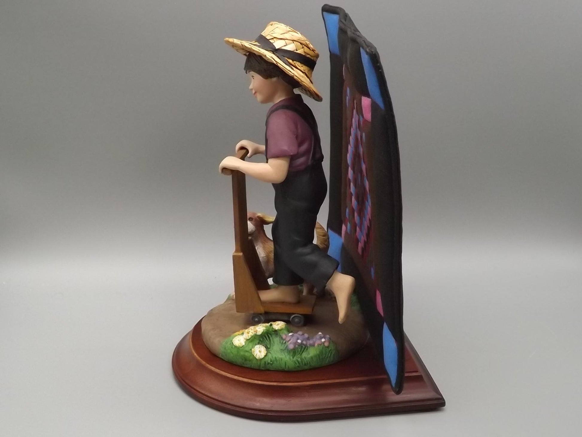 Vintage Willits Amish Figurine: "Aaron and Caleb" Boy with Dog