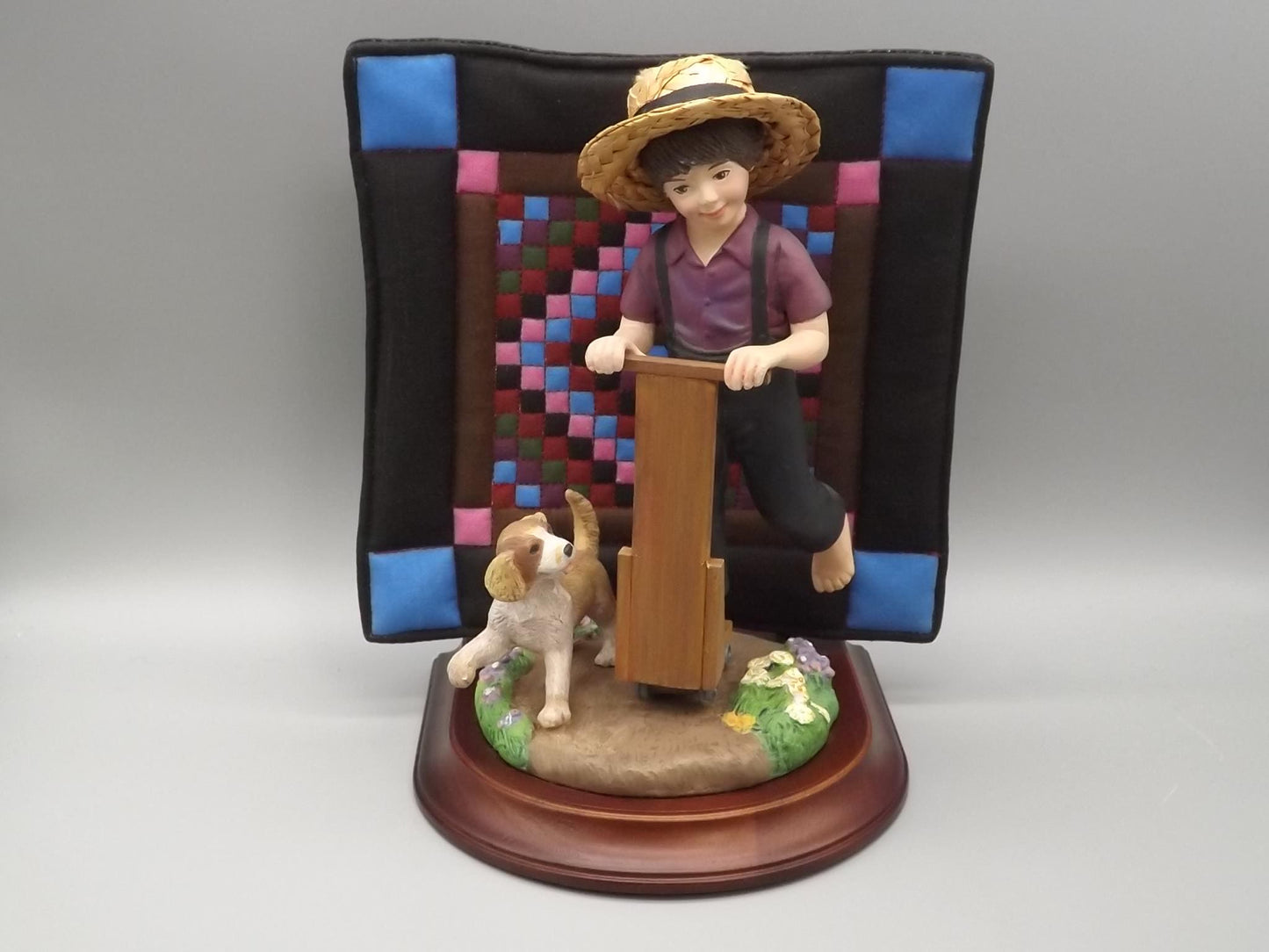 Vintage Willits Amish Figurine: "Aaron and Caleb" Boy with Dog