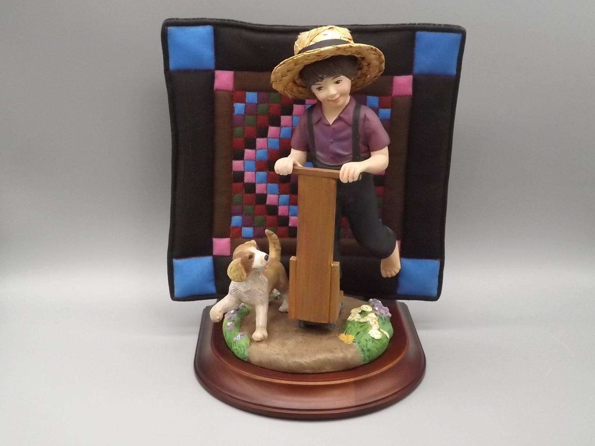 Vintage Willits Amish Figurine: "Aaron and Caleb" Boy with Dog