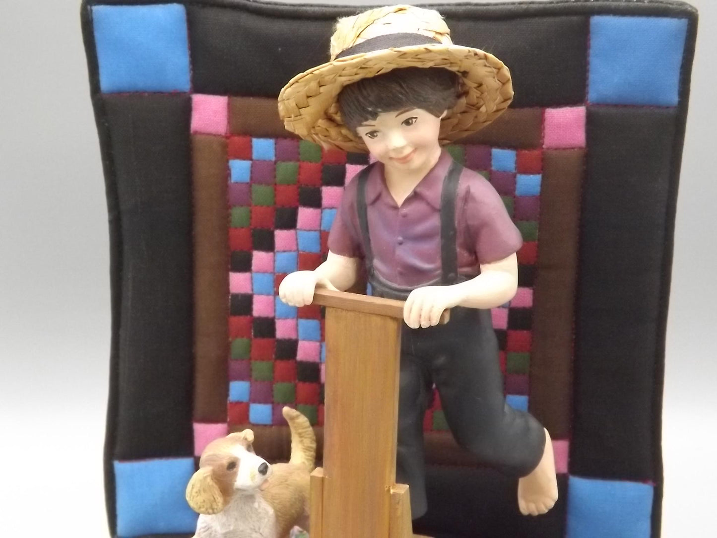 Vintage Willits Amish Figurine: "Aaron and Caleb" Boy with Dog