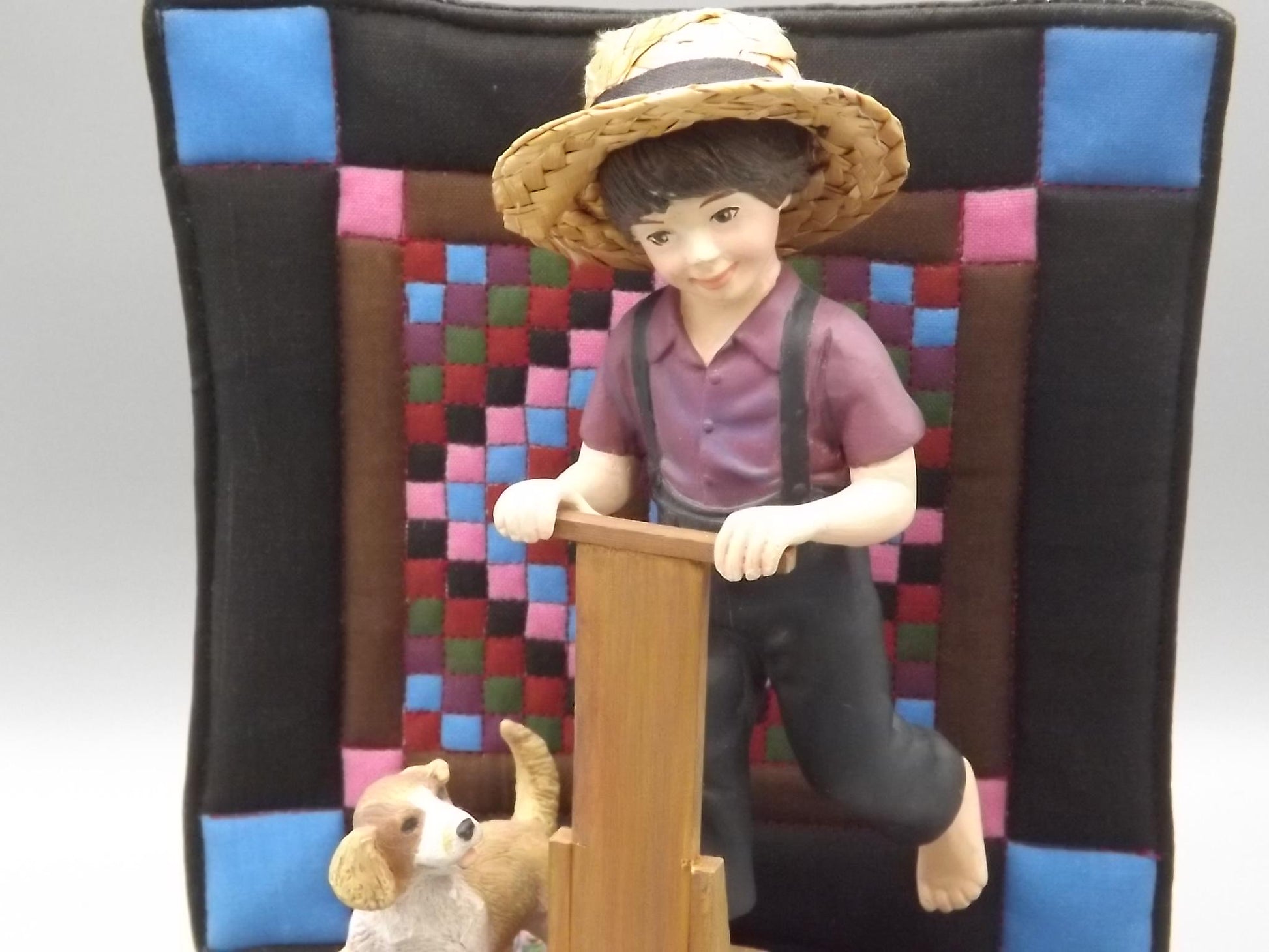 Vintage Willits Amish Figurine: "Aaron and Caleb" Boy with Dog