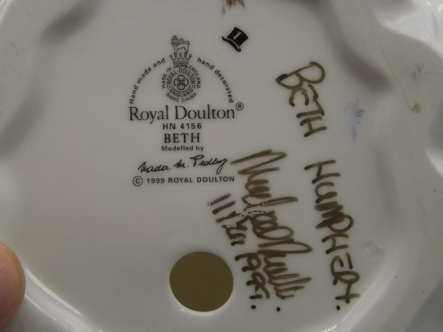 Vintage Royal Doulton Figurine "Beth" HN 4156: Signed Michael Doulton, Purple Gown