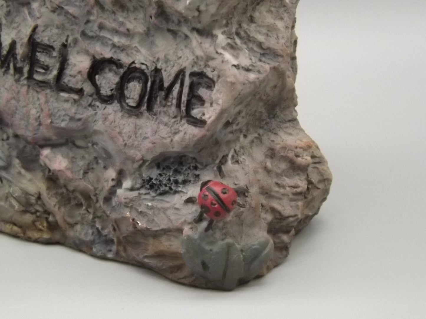 Bird Figurine on Welcome Sign: Black and White Feathered Friend Gift