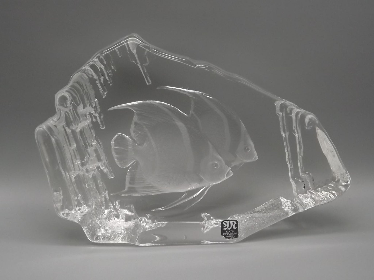 Mats Jonasson Angel Fish Glass Sculpture: Swedish Art Glass Figurine