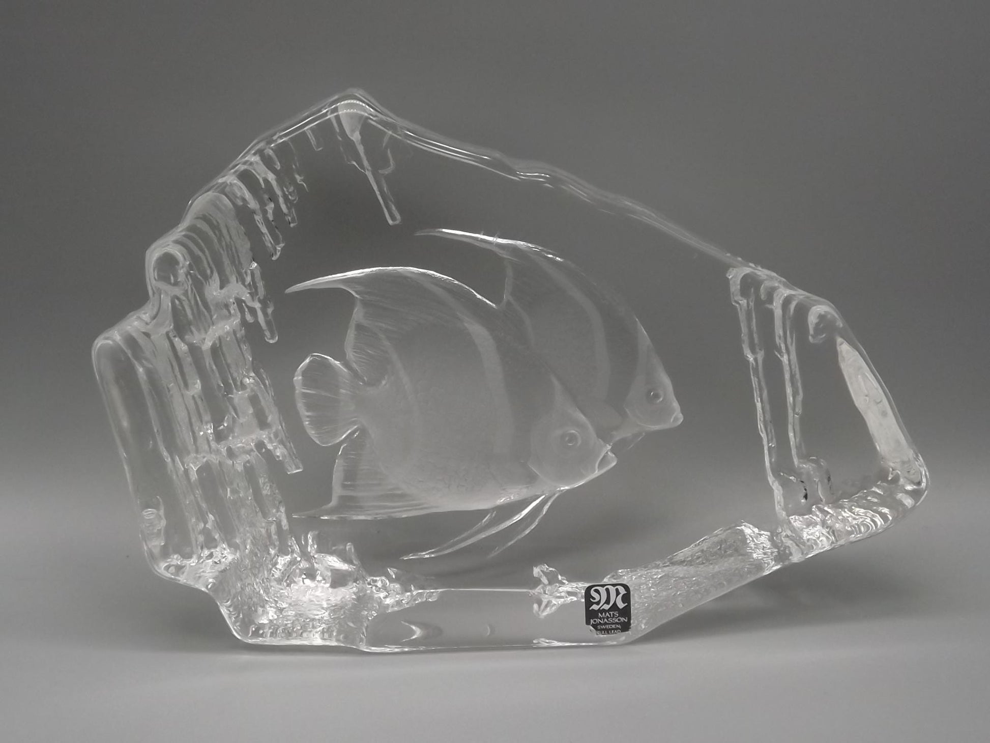 Mats Jonasson Angel Fish Glass Sculpture: Swedish Art Glass Figurine