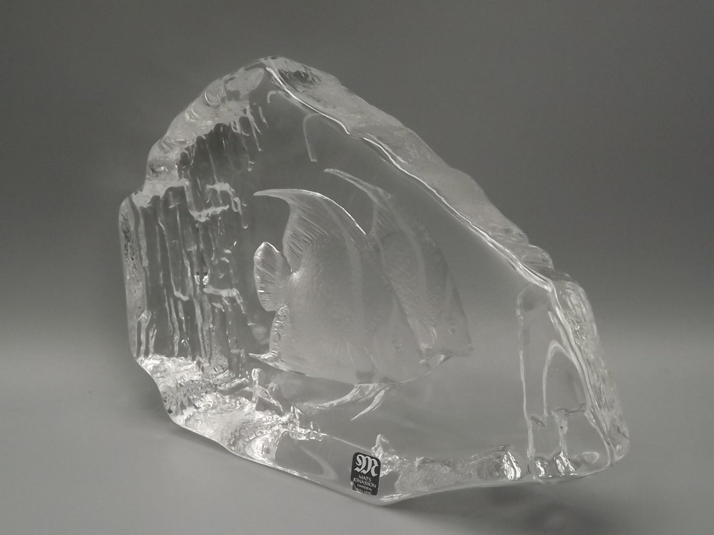 Mats Jonasson Angel Fish Glass Sculpture: Swedish Art Glass Figurine