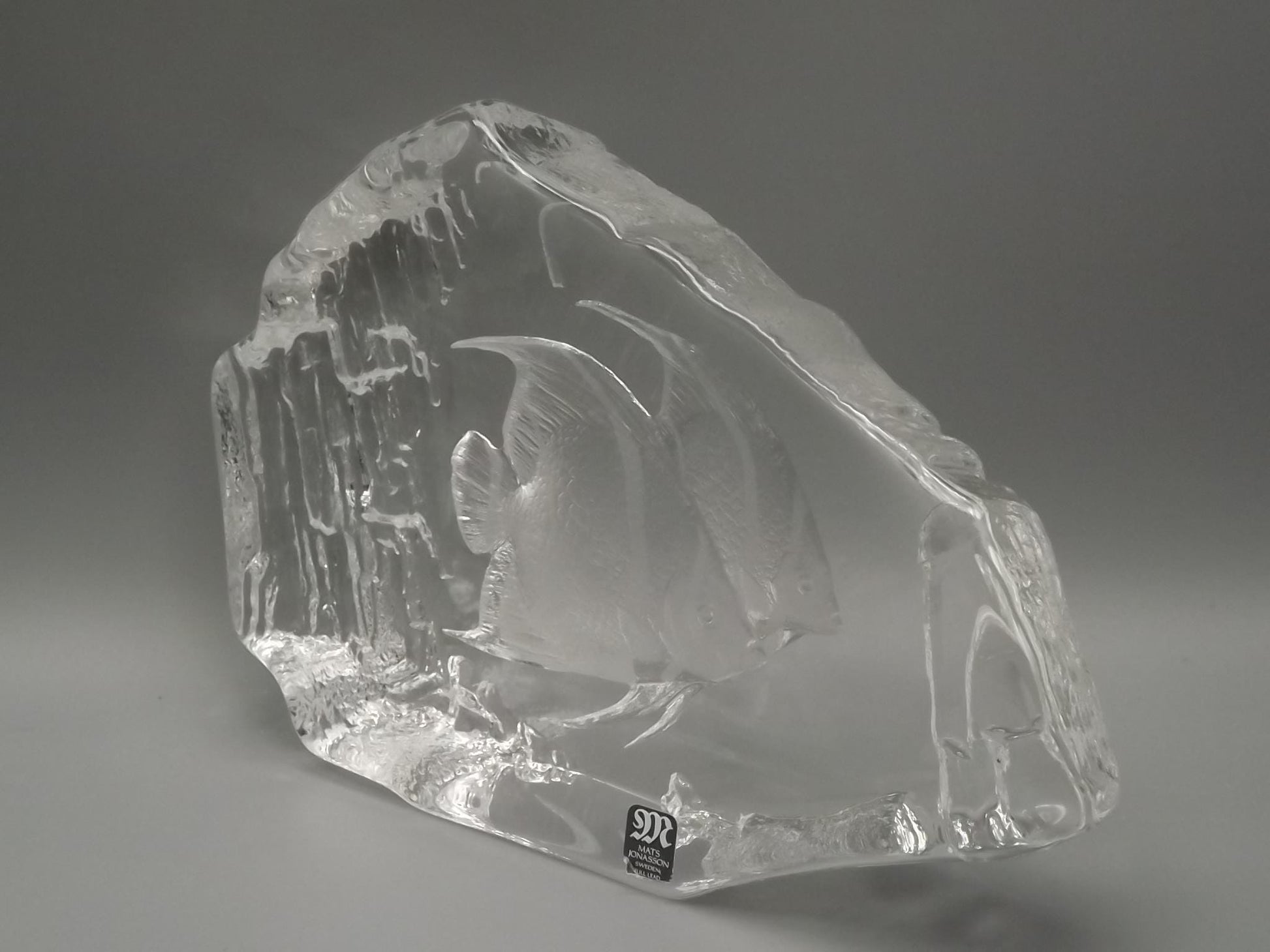 Mats Jonasson Angel Fish Glass Sculpture: Swedish Art Glass Figurine