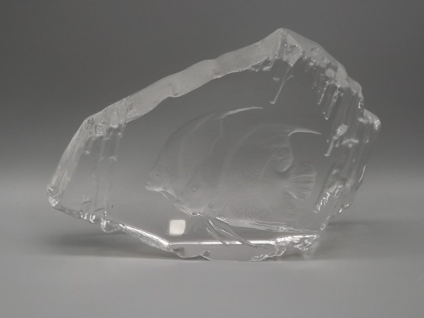 Mats Jonasson Angel Fish Glass Sculpture: Swedish Art Glass Figurine